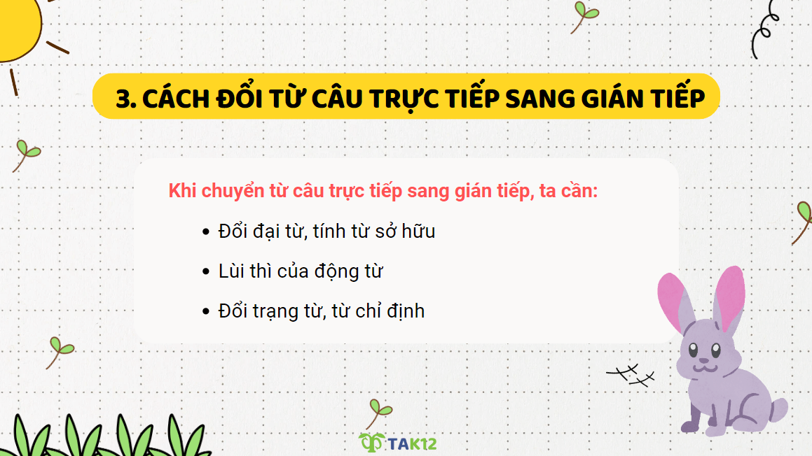 Cách đổi câu trực tiếp sang gián tiếp