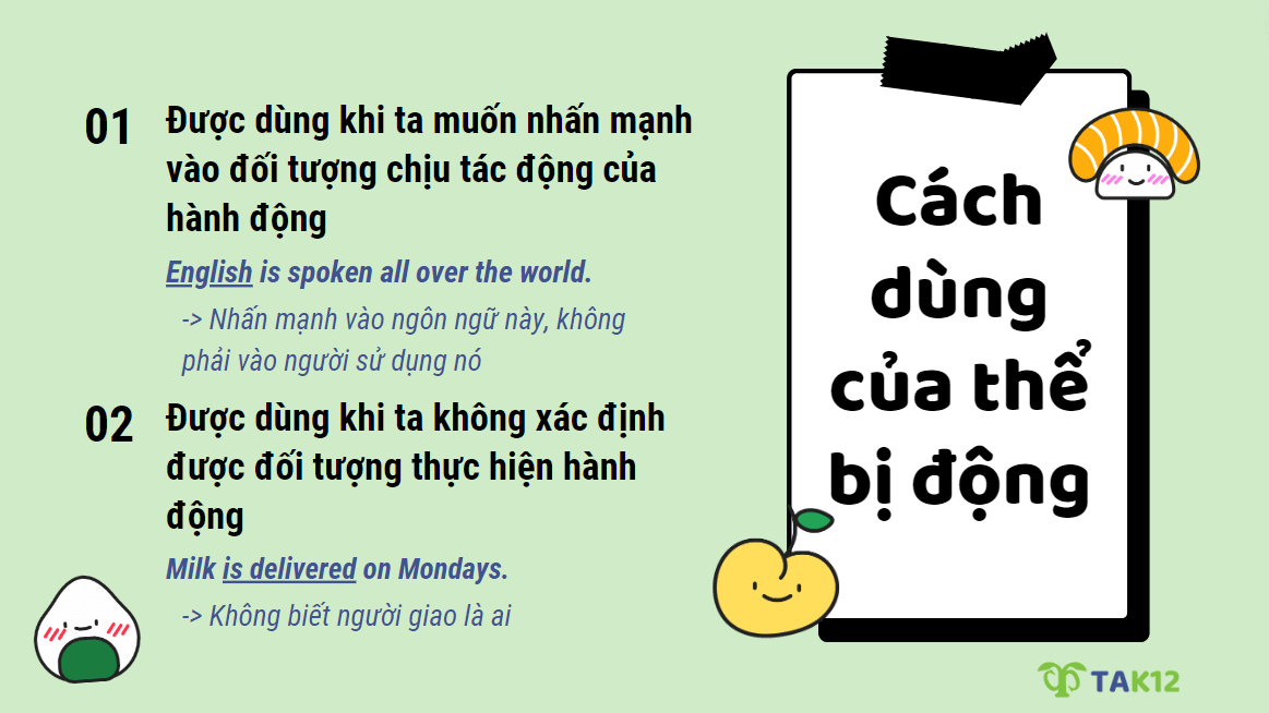 Cách dùng câu bị động