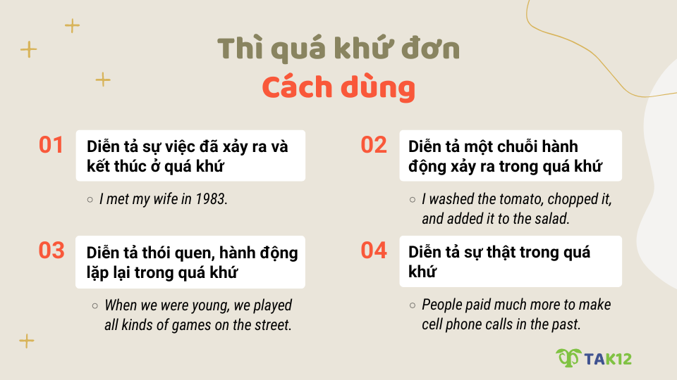 Cách dùng thì quá khứ đơn