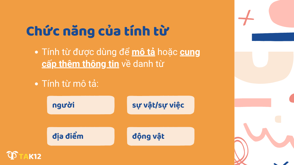 Chức năng của tính từ