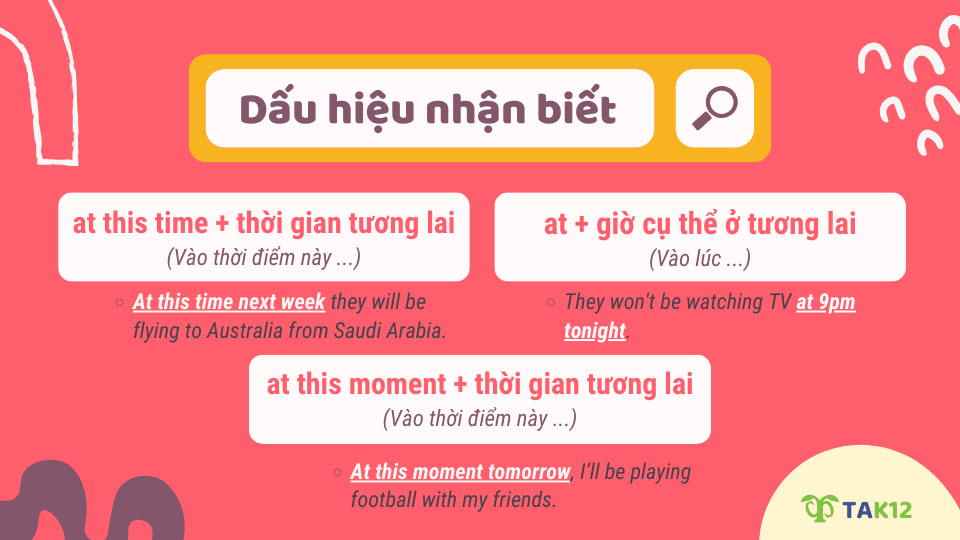 Dấu hiệu thì tương lai tiếp diễn