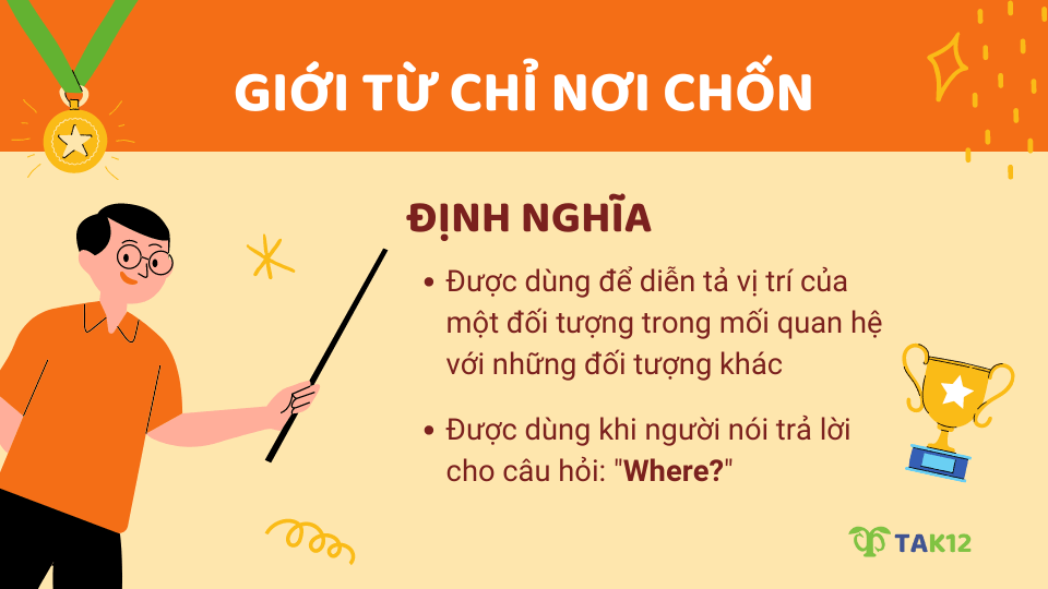 Định nghĩa giới từ chỉ nơi chốn