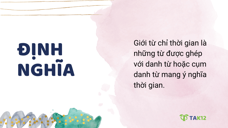 Định nghĩa giới từ chỉ thời gian