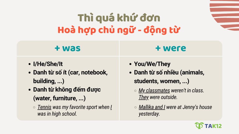 Hoà hợp chủ ngữ - động từ thì quá khứ đơn