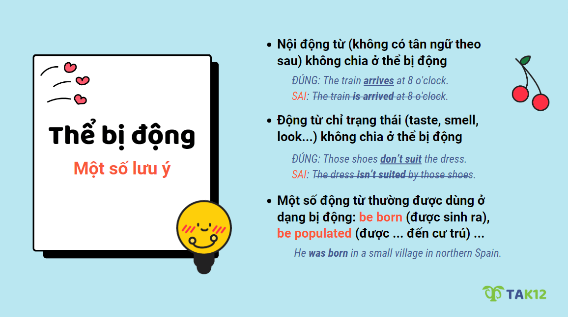 Những lưu ý với cấu trúc thể bị động