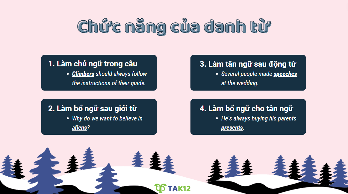 Vai trò của danh từ