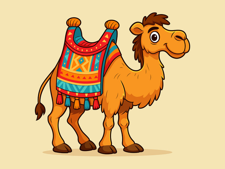 Colorful Cartoon Camel Illustration | Cute Camel with Saddle by Beehaya on  Dribbble