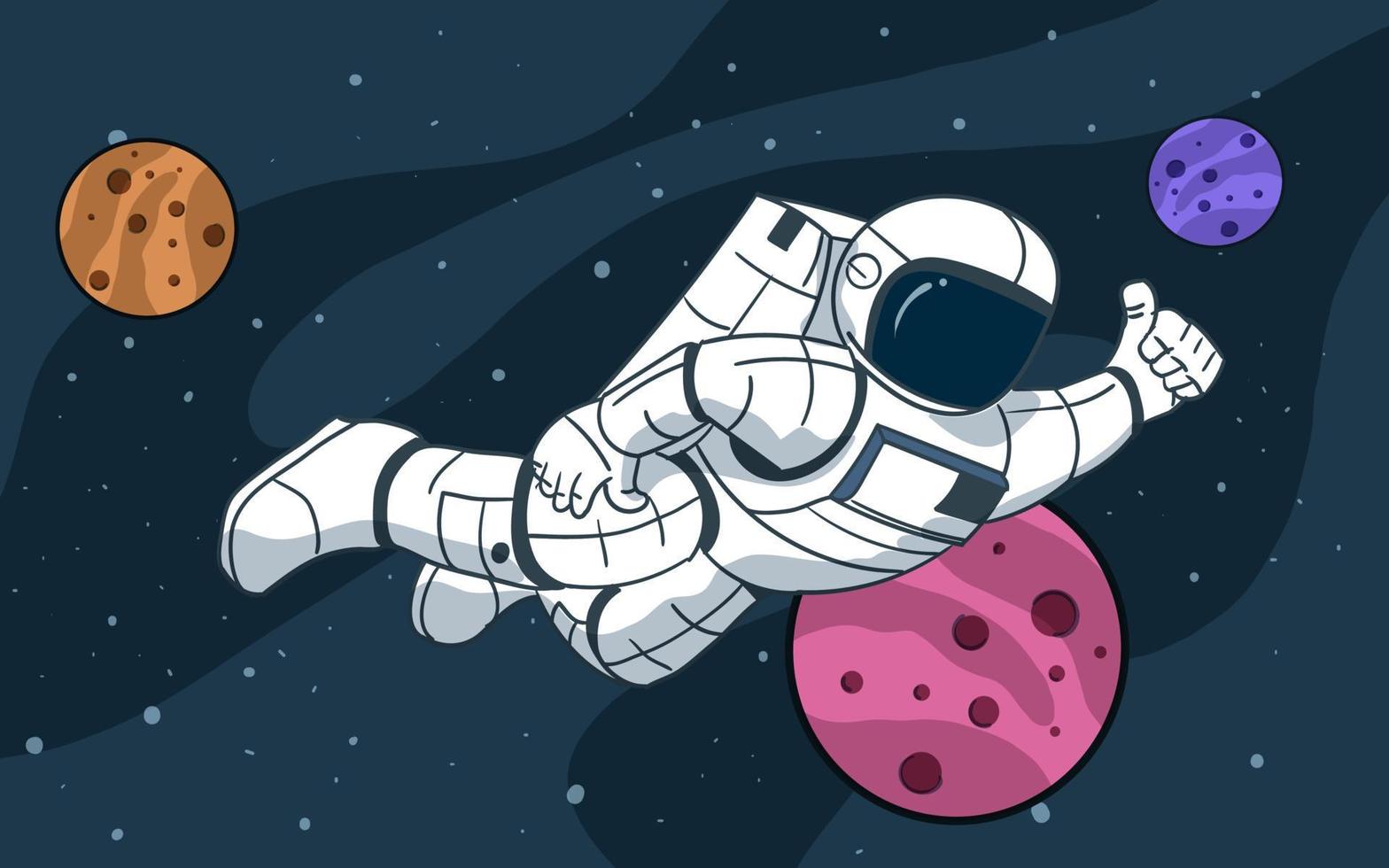 Astronaut Floating in Space Illustration with Planets 3700144 Vector Art at  Vecteezy