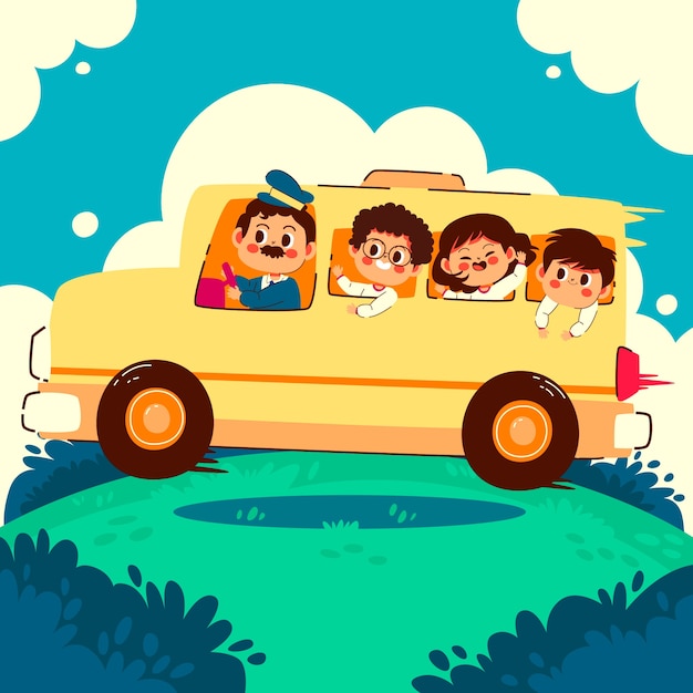 Flat design school trip illustration | Free Vector