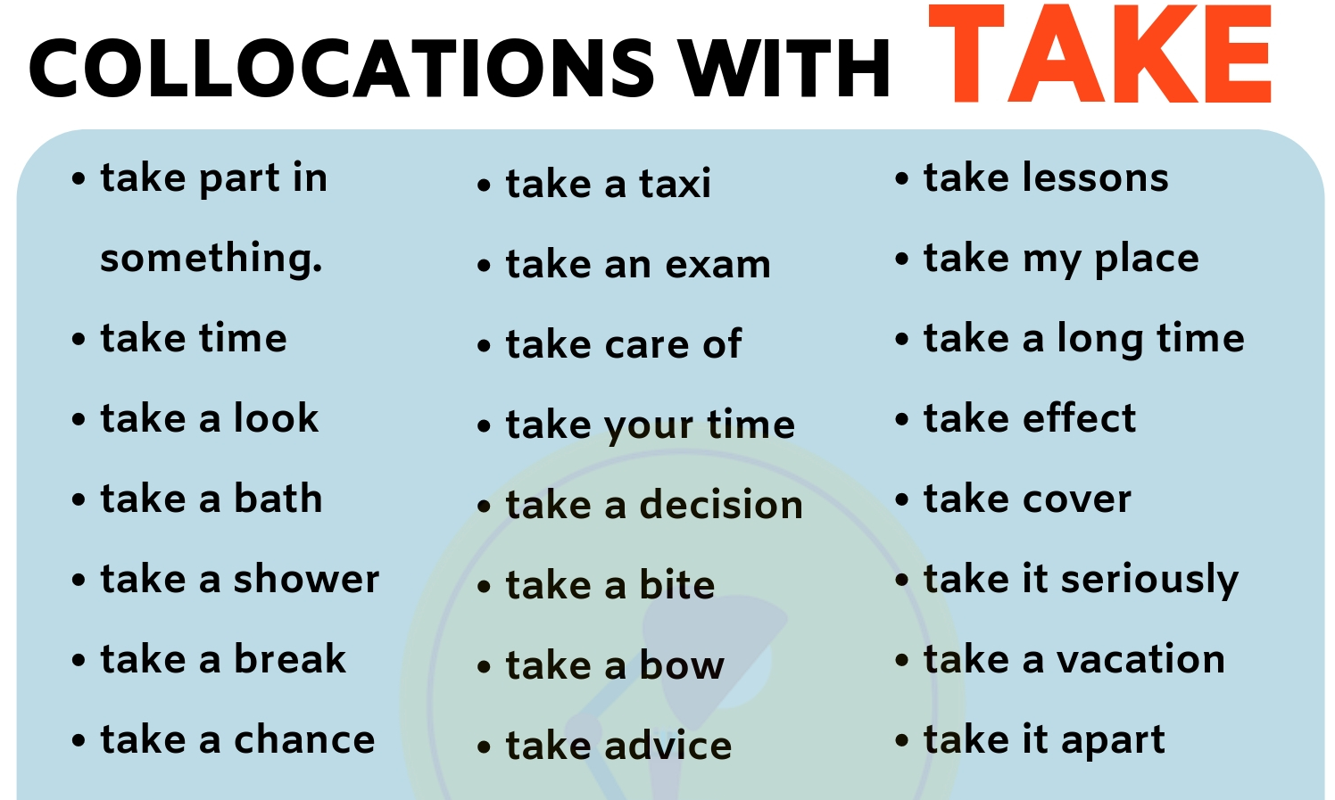 They took перевод. Take collocations. Collocations with take. Выражения с take. Collocations со словом take.