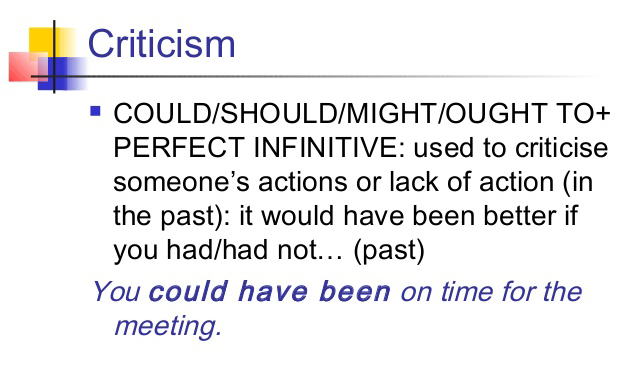 Động từ khuyết thiếu diễn tả ý phê bình, chỉ trích (Criticism)