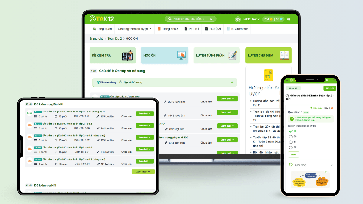 Chương trình Học tốt Toán lớp 5 - Kết nối tri thức trên TAK12
