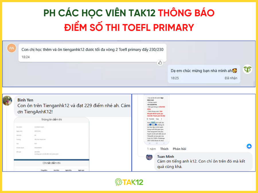 Testimonial v&agrave;o lớp 6