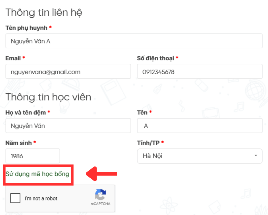 Bước 2: Điền th&ocirc;ng tin