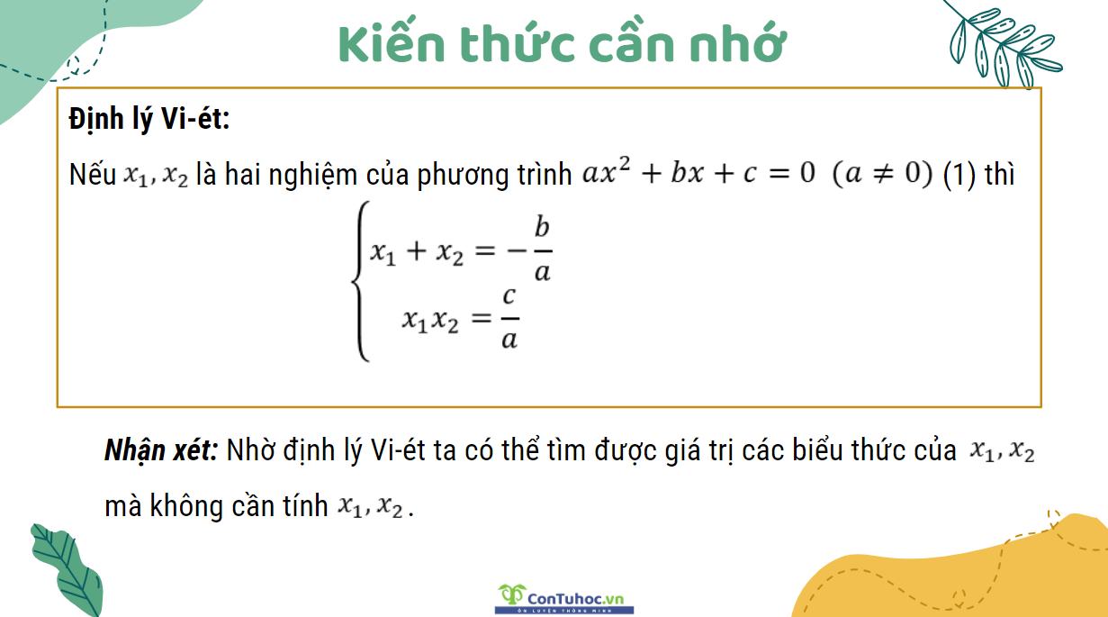 Định lý vi ét thuận