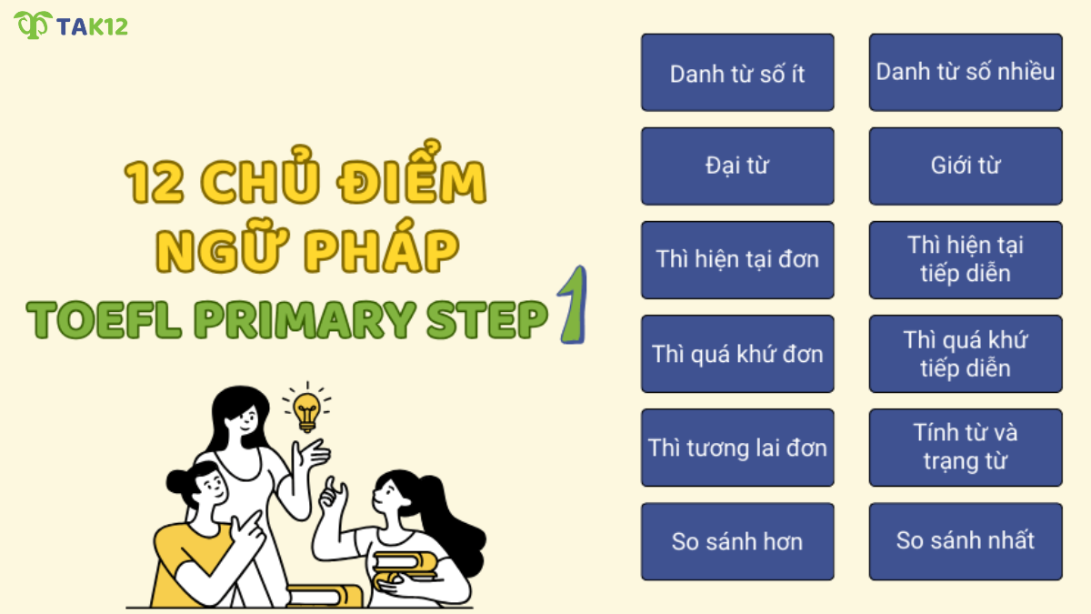 12 chủ điểm ngữ pháp TOEFL Primary Step 1