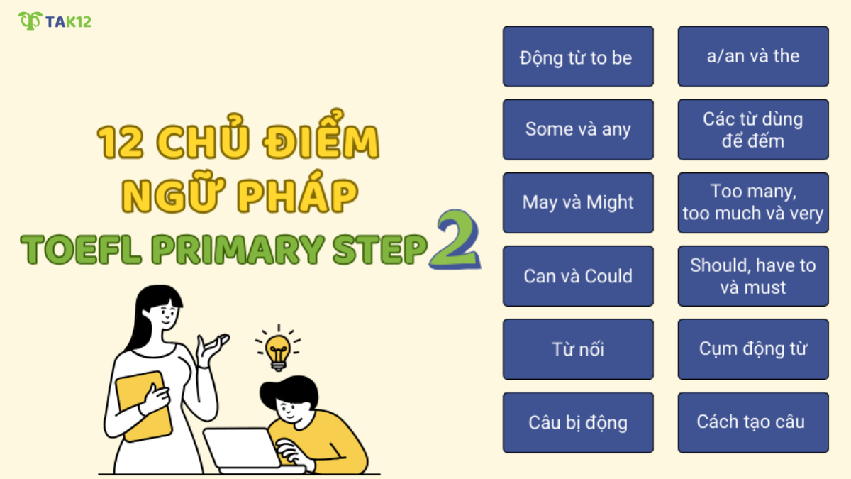 12 chủ điểm ngữ pháp TOEFL Primary Step 2