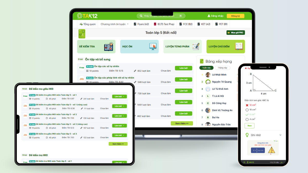 Chương trình Học tốt Toán lớp 5 - Kết nối tri thức trên TAK12