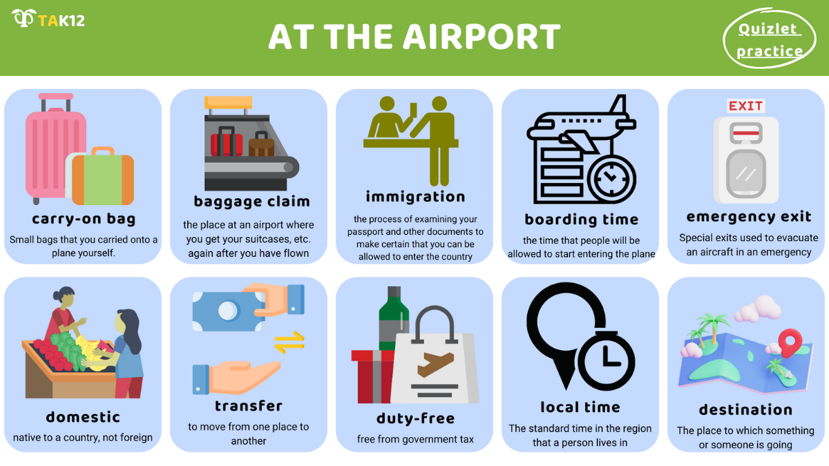 Từ vựng Toefl Primary Step 2 - chủ đề At the airport