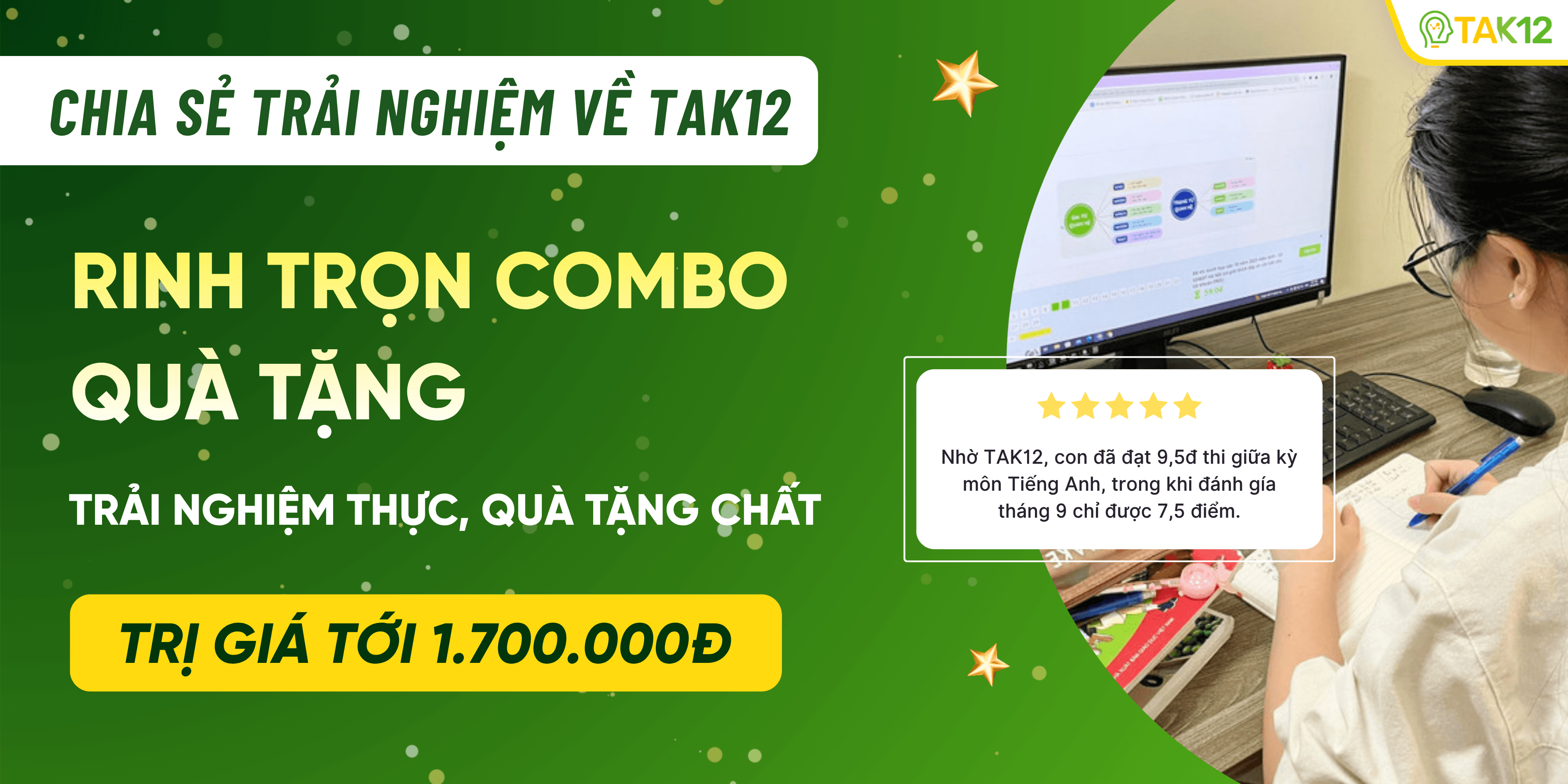 Trải nghiệm thực, quà tặng chất - Nhận combo quà tặng tới 1.700.000đ cùng TAK12