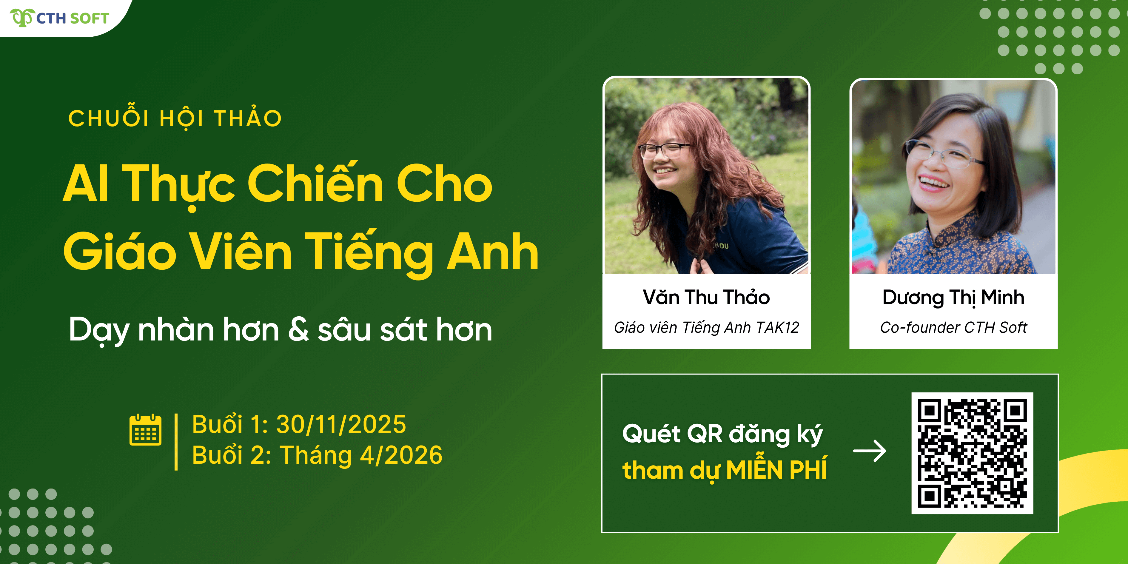 Banner Chuỗi hội thảo Chia sẻ thực tiễn về ứng dụng AI cho gi&aacute;o vi&ecirc;n Tiếng Anh