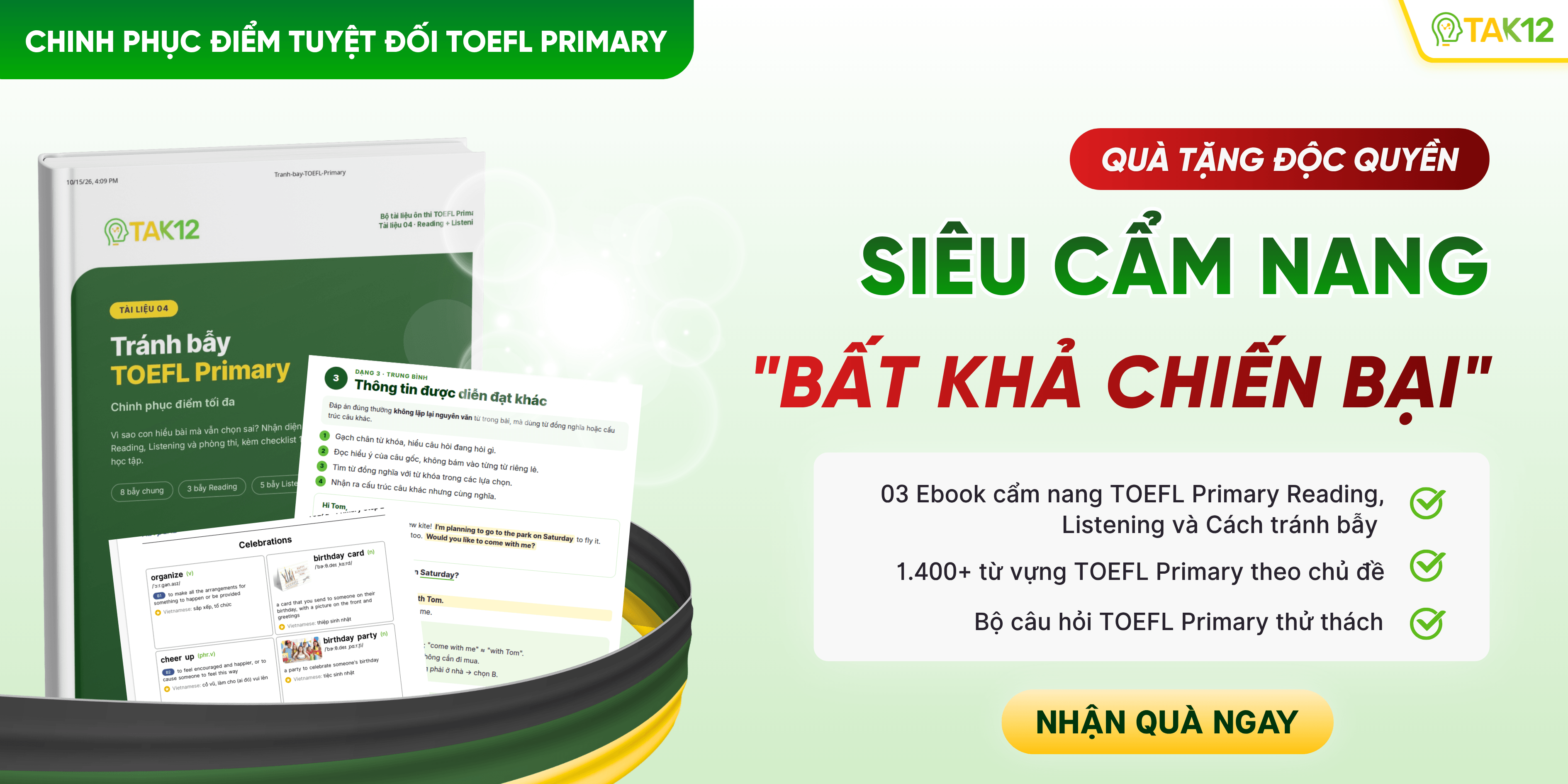 Tặng bộ cẩm nang Toefl Primary