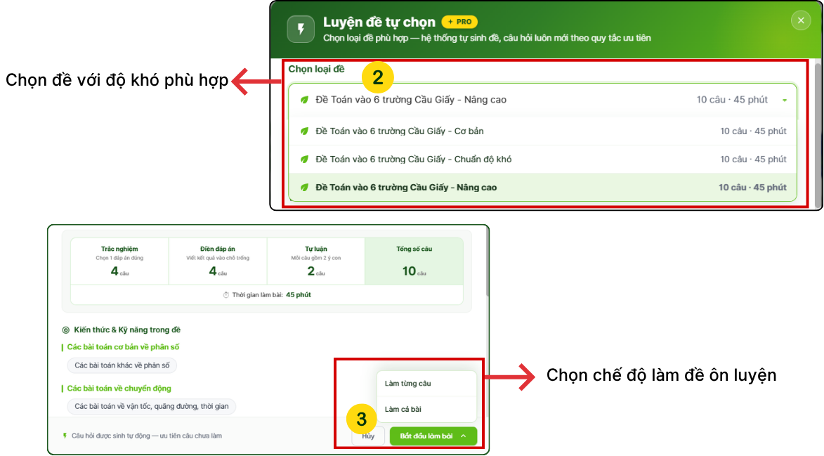 Bước 2 tạo đề