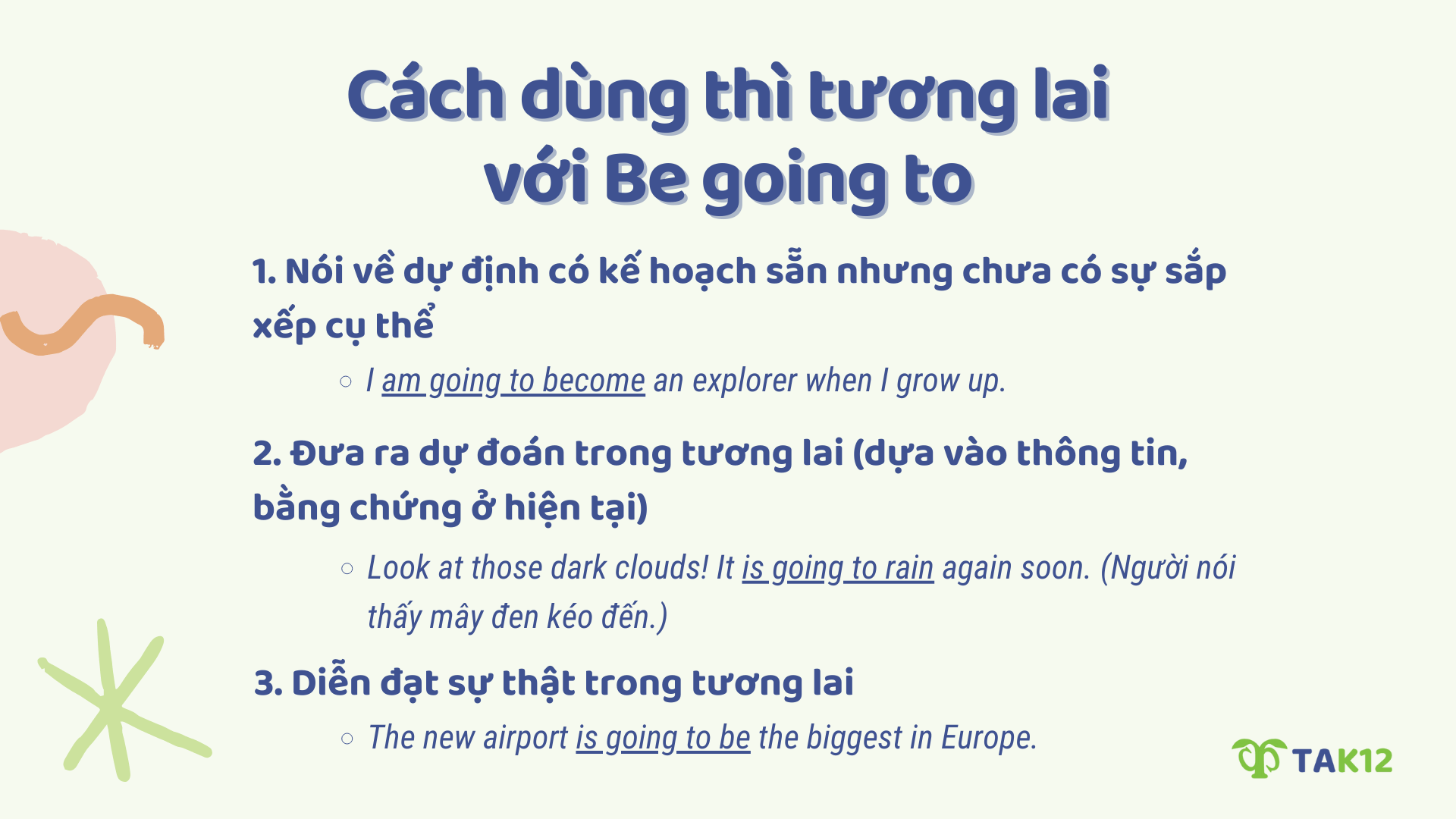 Cách dùng thì tương lai gần với be going to