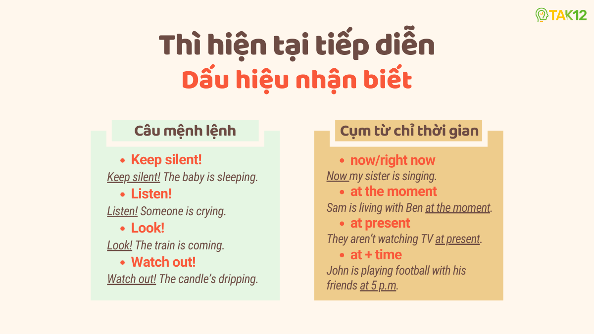 dấu hiệu nhận biết thì hiện tại tiếp diễn