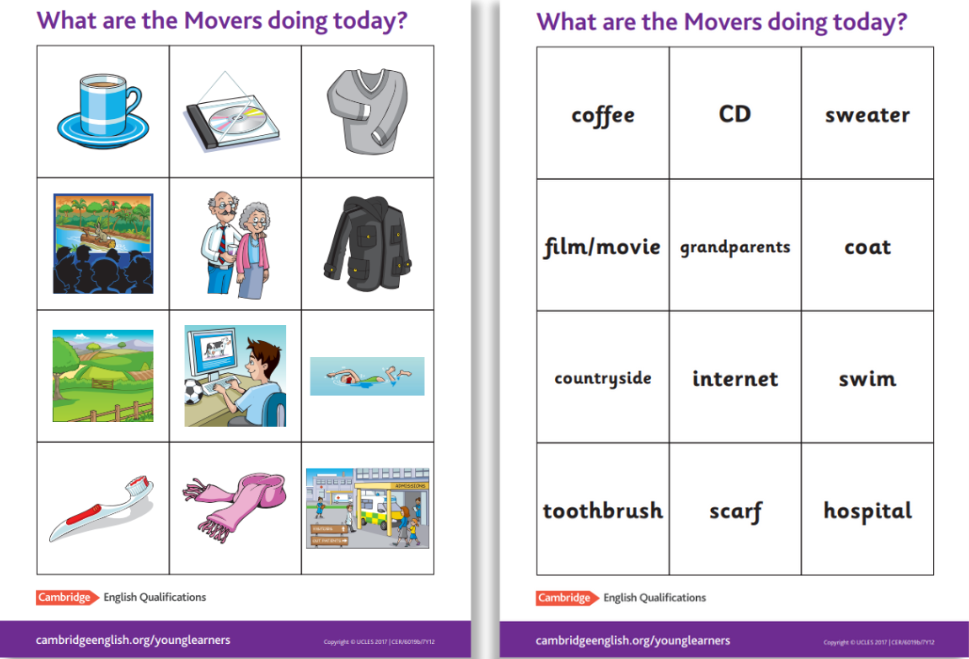 Flashcard từ vựng A1 Movers - Cambridge English