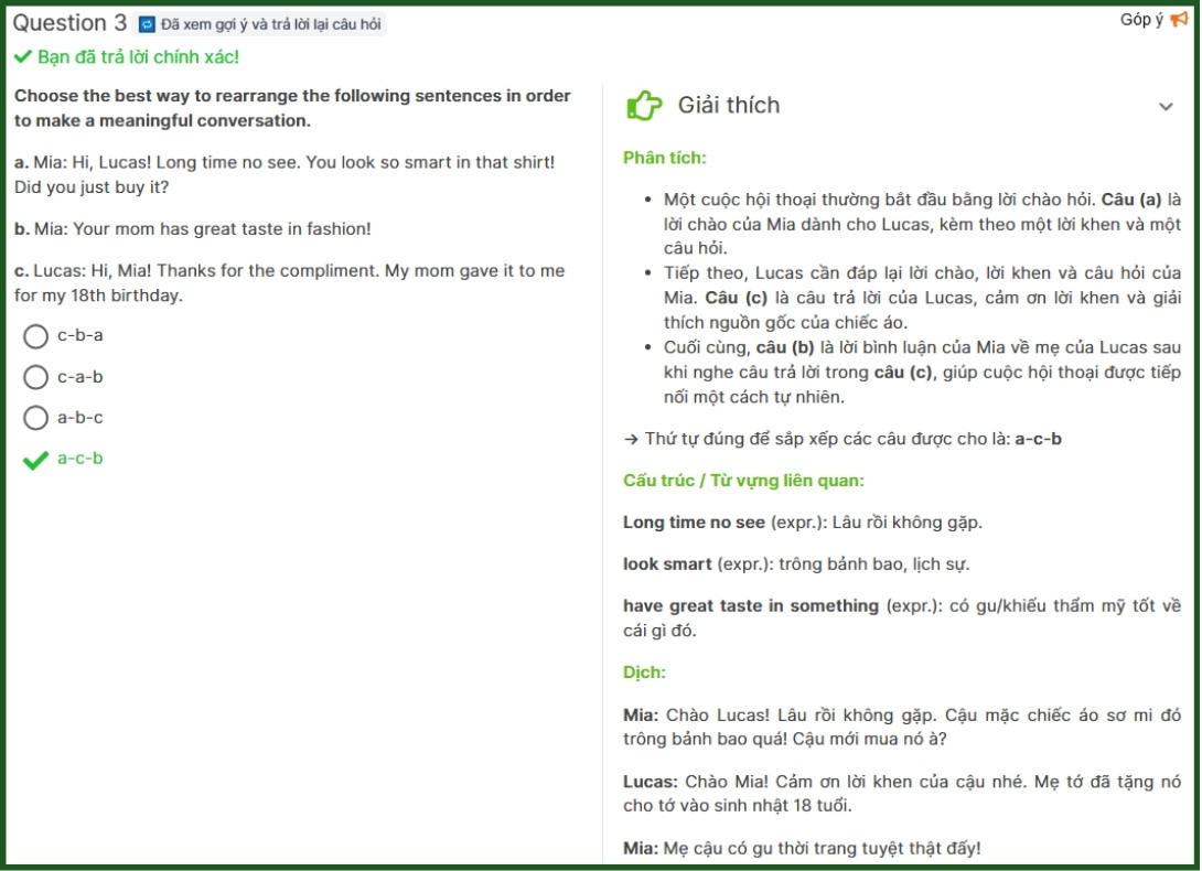 giải thích đáp án