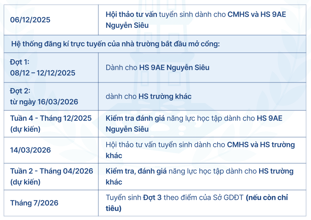 lịch thi nguyễn siêu