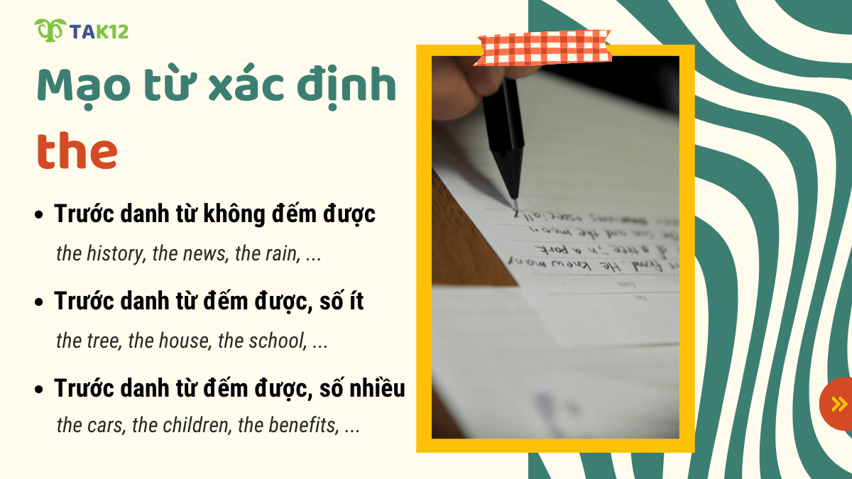 Cách dùng mạo từ xác định the