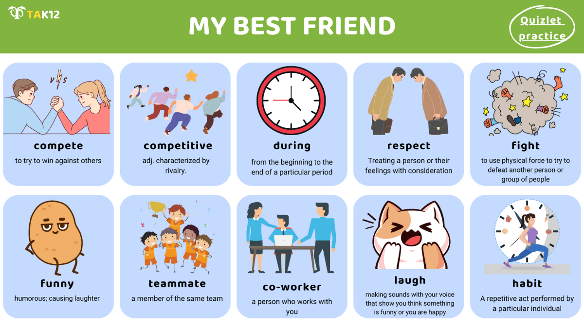 Từ vựng Toefl Primary Step 2 - chủ đề My best friend