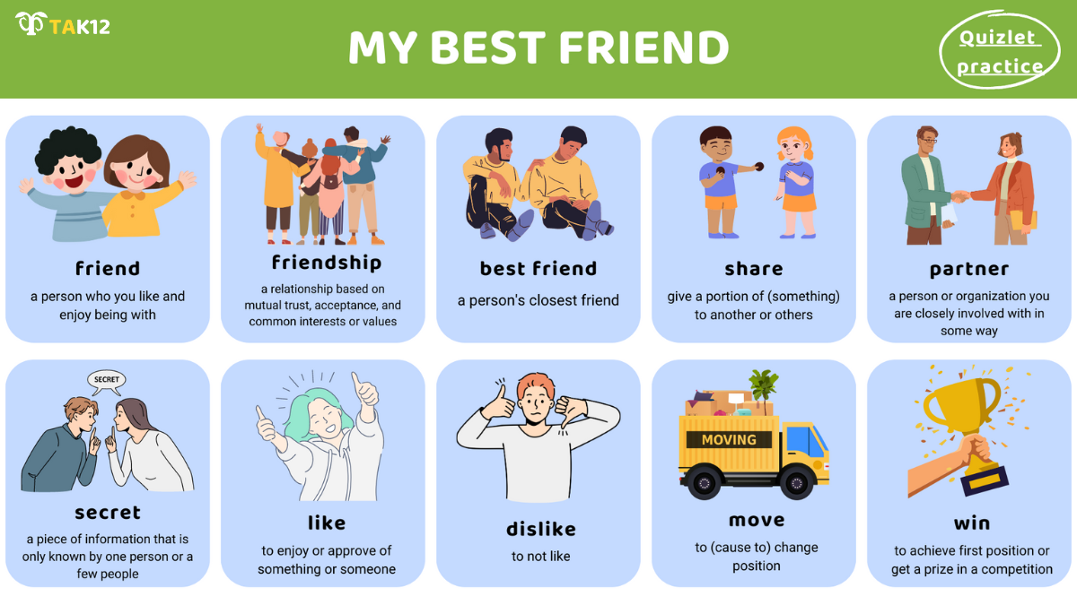 Từ vựng Toefl Primary Step 2 - chủ đề My best friend