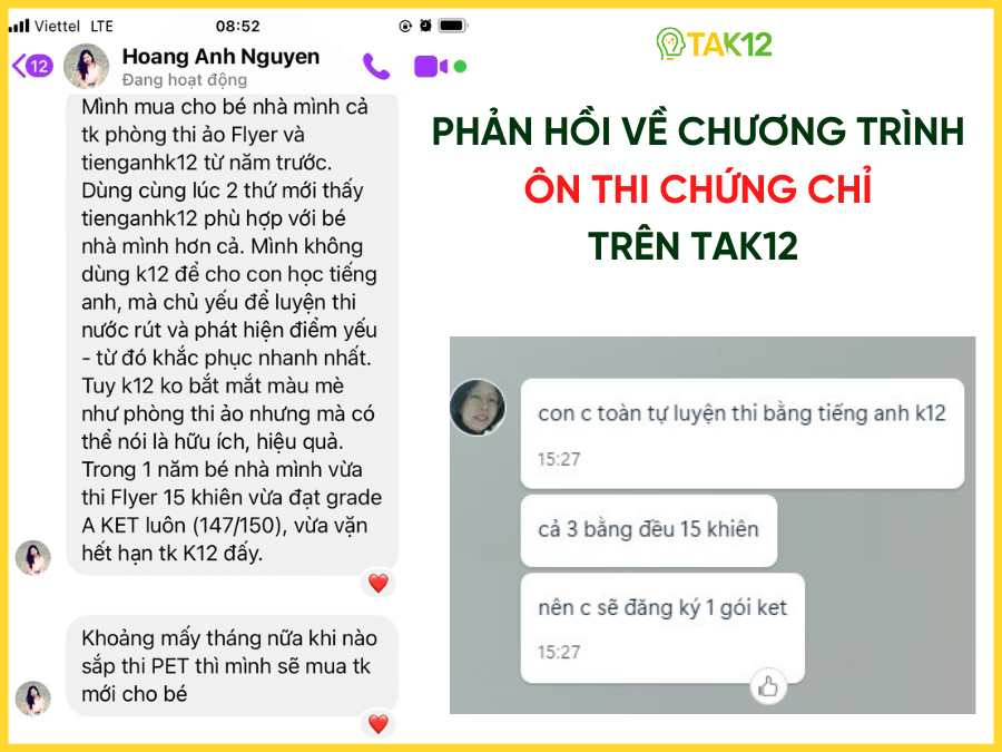phản hồi chương trình ôn thi chứng chỉ
