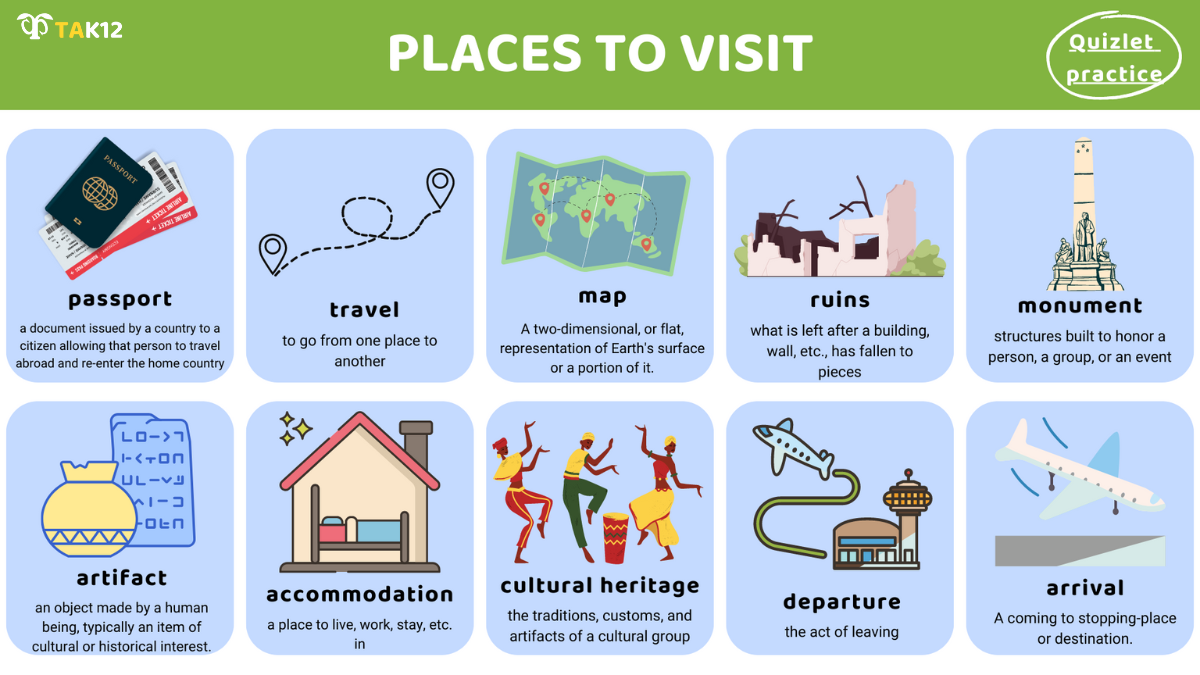 Từ vựng Toefl Primary Step 2 - chủ đề Places to visit