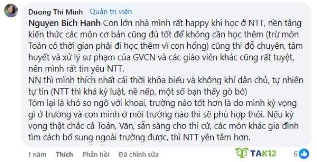 So sánh giữa hai trường THCS Ngoại Ngữ và Nguyễn Tất Thành