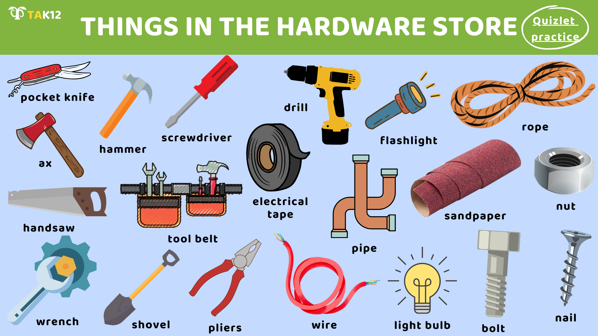 Từ vựng Toefl Primary Step 2 - chủ đề Things in the hardware store