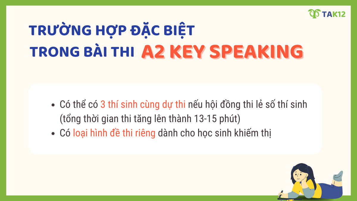 Trường hợp đặc biệt trong bài thi Speaking A2 Key