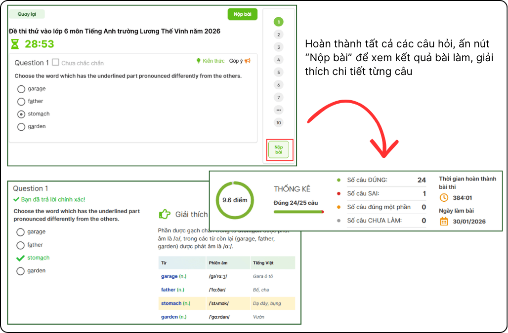 chế độ làm cả bài