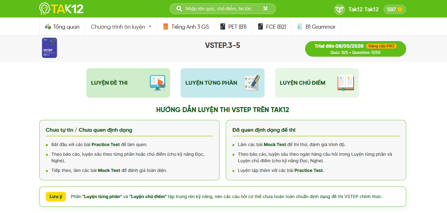 Vstep trên TAK12