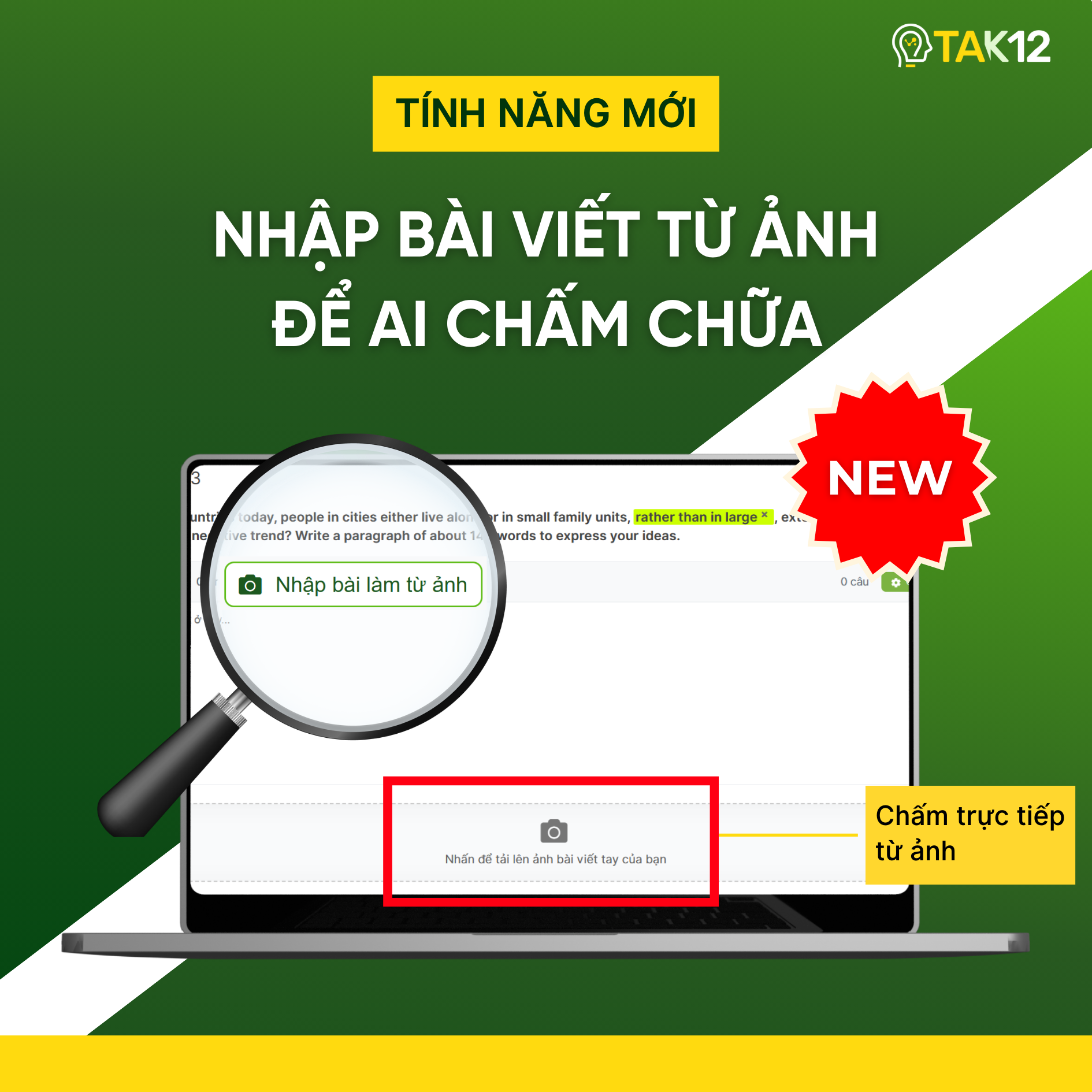 Nhập b&agrave;i viết từ ảnh để AI chấm chữa