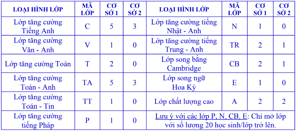 các loại hình lớp Đoàn Thị Điểm